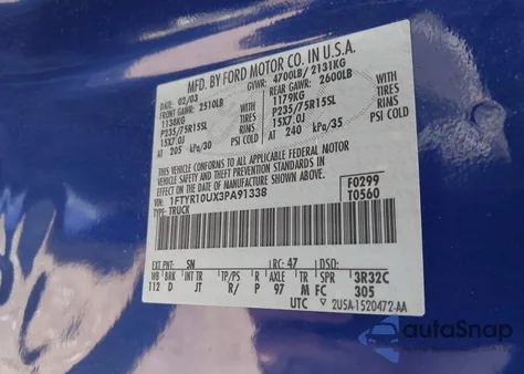 2003 Ford Ranger Edge/Xl/Xlt from USA, damaged, VIN 1FTYR10UX3PA91338